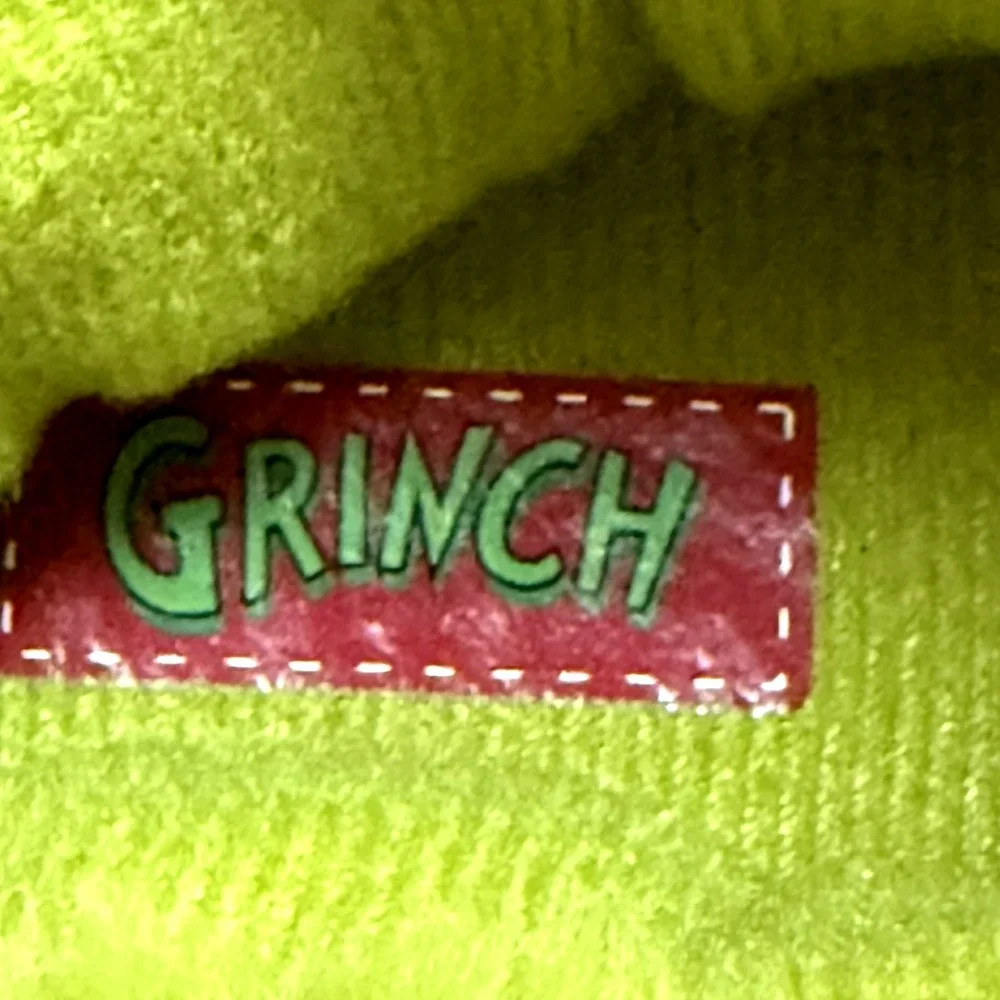 Dr Seuss Grinch Santa Plush Slipper Slip On Shoe Unisex Kids US M 11 12 Xmas Pom